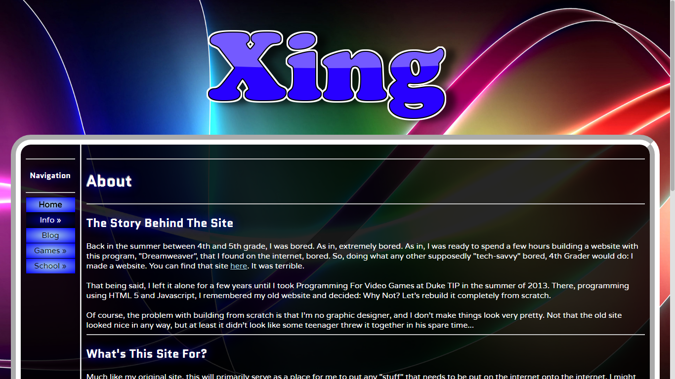 The design of the About page in the old Xing site